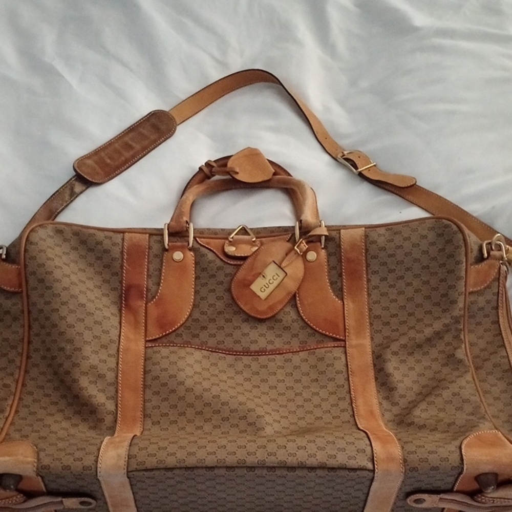 Gucci Tan and Brown Monogram Travel Bag